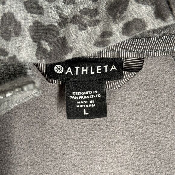 Athleta Sweatshirt Womens Large Gray Heather Libra Triumph Printed Hoodie Casual - Picture 8 of 11